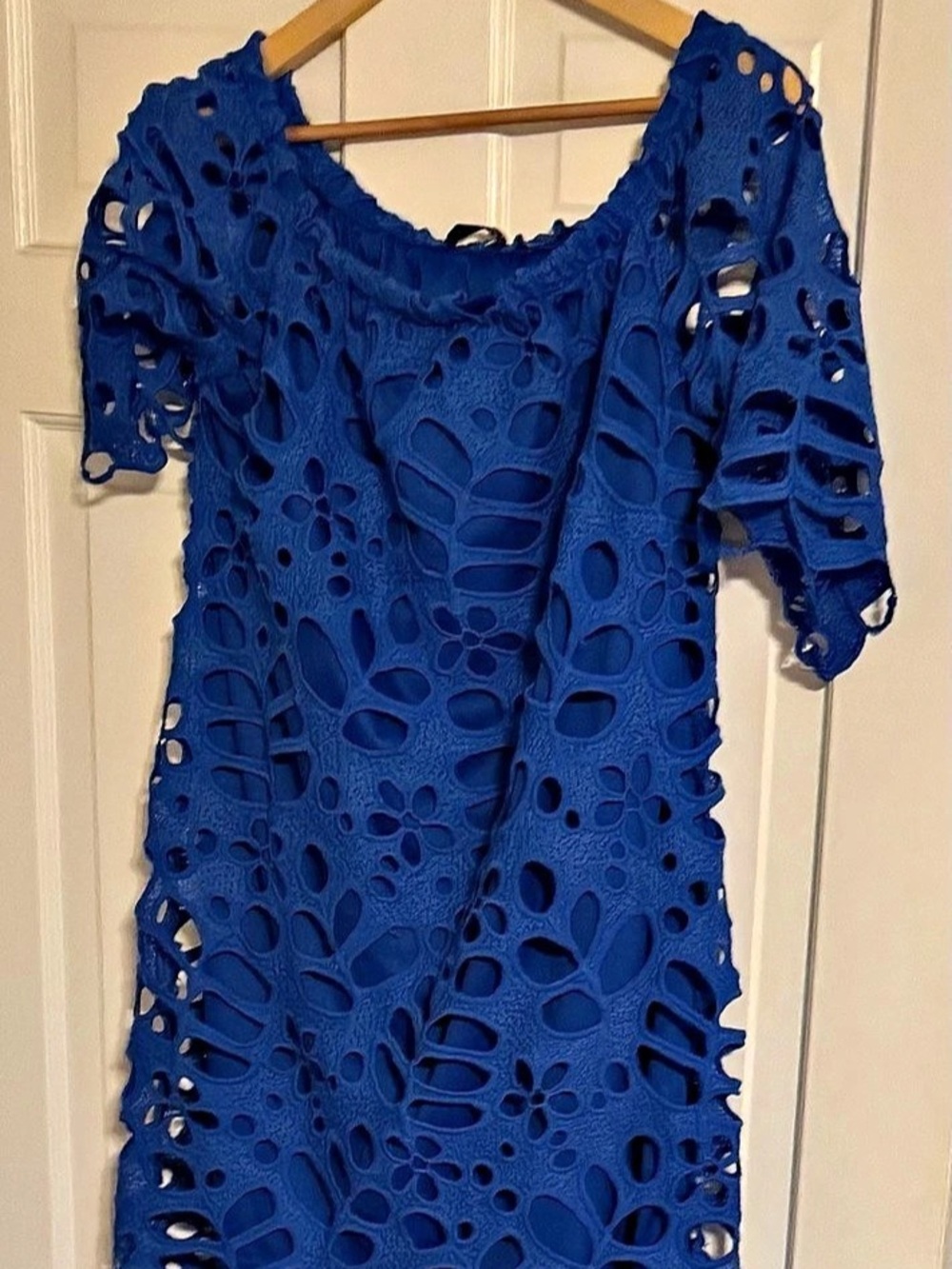 PrettyGarden Floral Cutout Mini Dress in Blue Size Large
